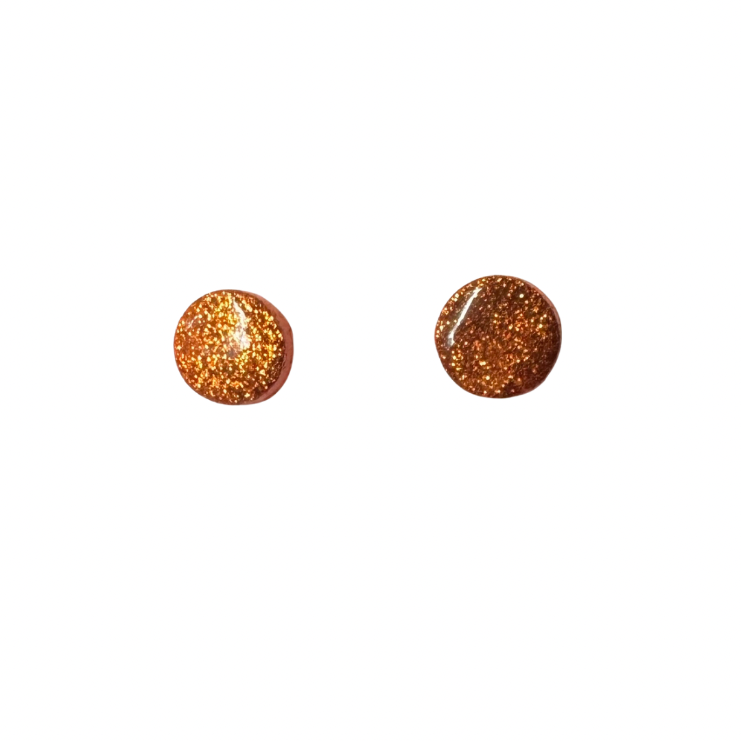 Dainty Orange Glitter Studs