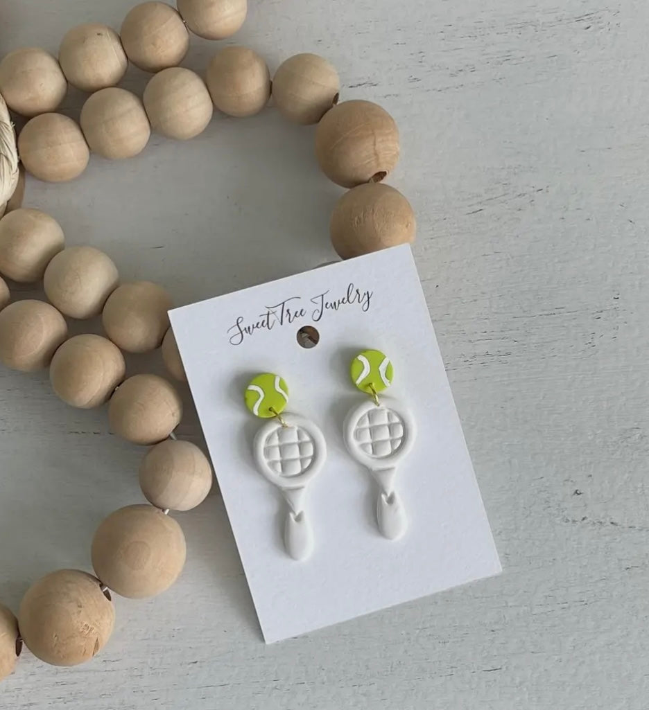 Tennis Racquet Earrings | Handmade, Gift, Sports, Game Day