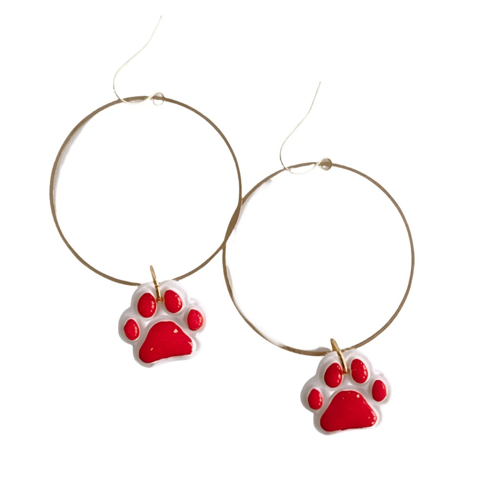 Paw Prints-Red and White