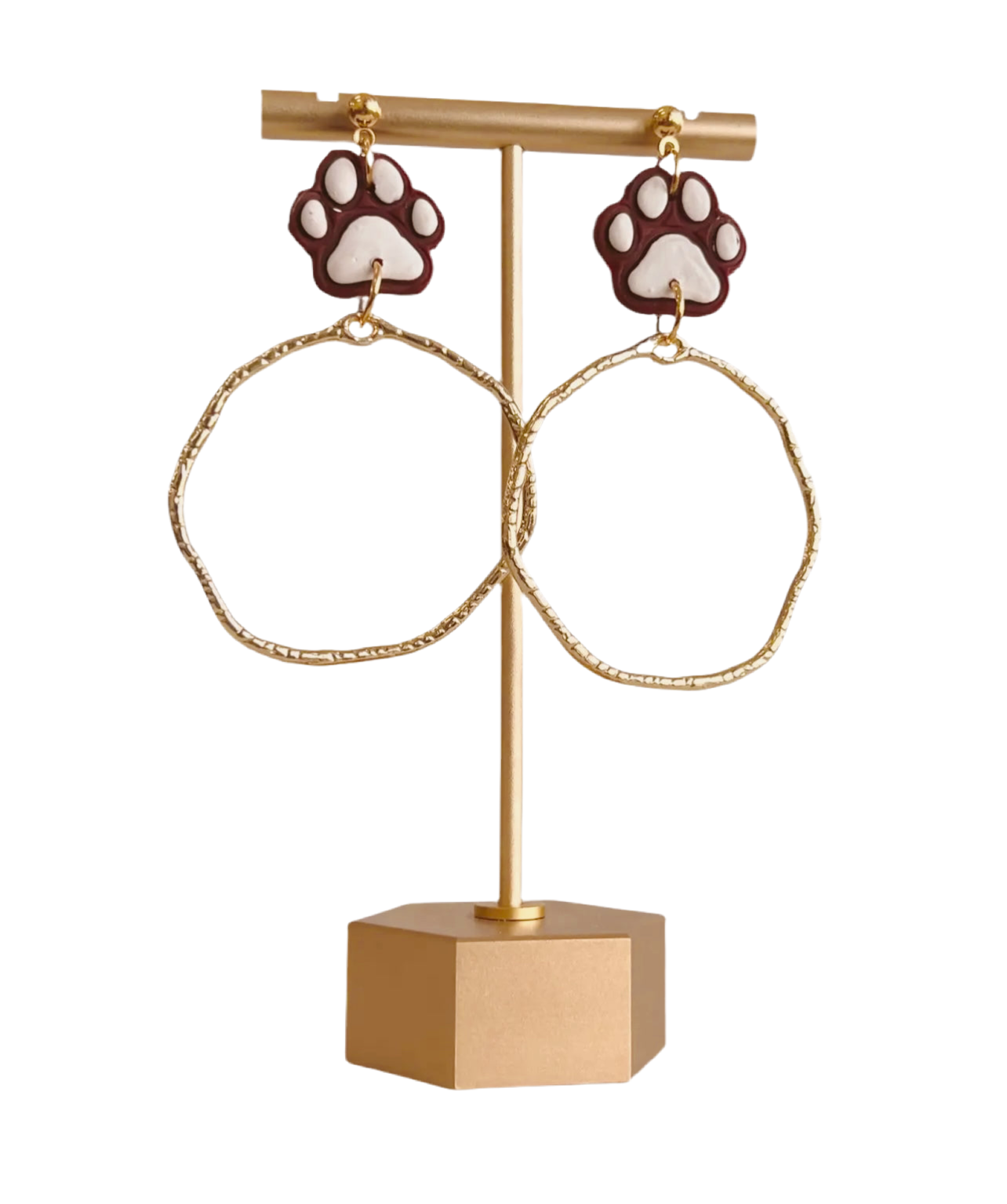 Maroon and White Earrings | Paw Print, Jewelry, Game Day