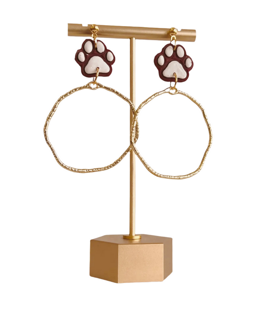 Maroon and White Earrings | Paw Print, Jewelry, Game Day