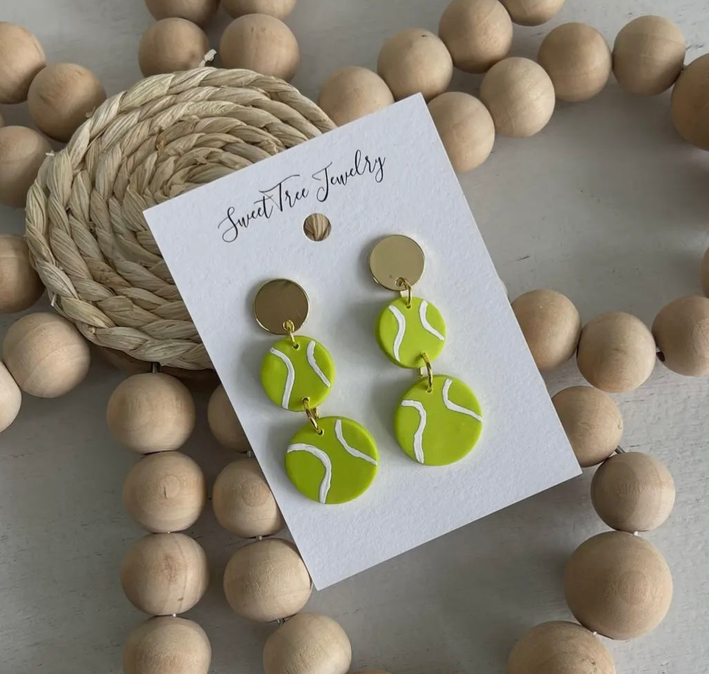 Double Tennis Ball Earrings | Game Day, Sports, Jewelry