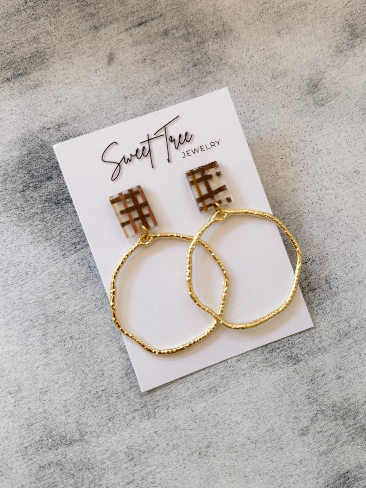 Striped Circle Earrings – Brown & Cream Fall Jewelry