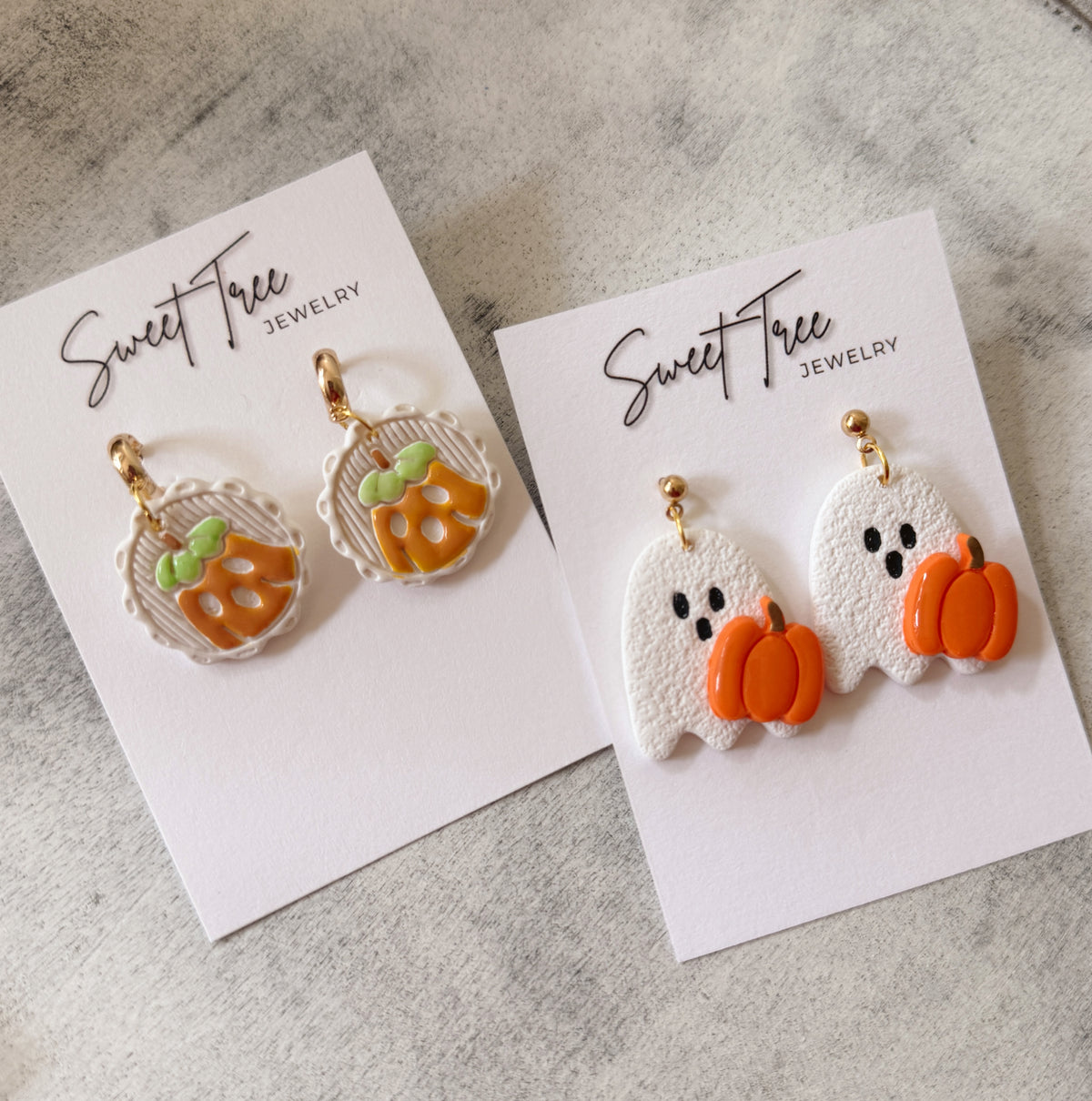 Vintage Pumpkin Huggie Earrings – Orange & White Fall Jewelry