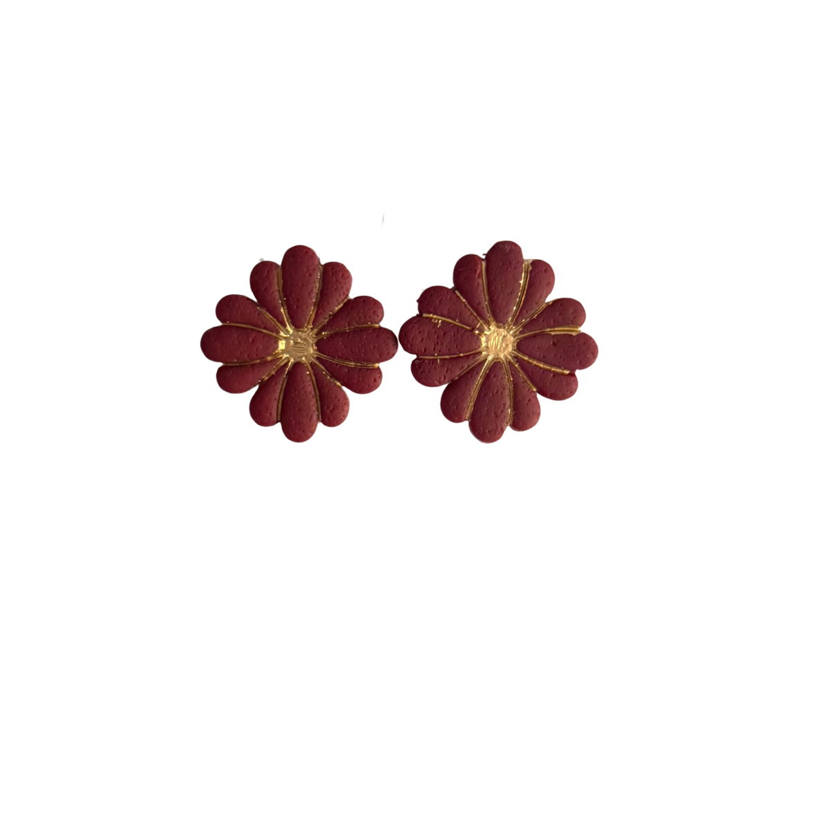 Burgundy - Floral Stud
