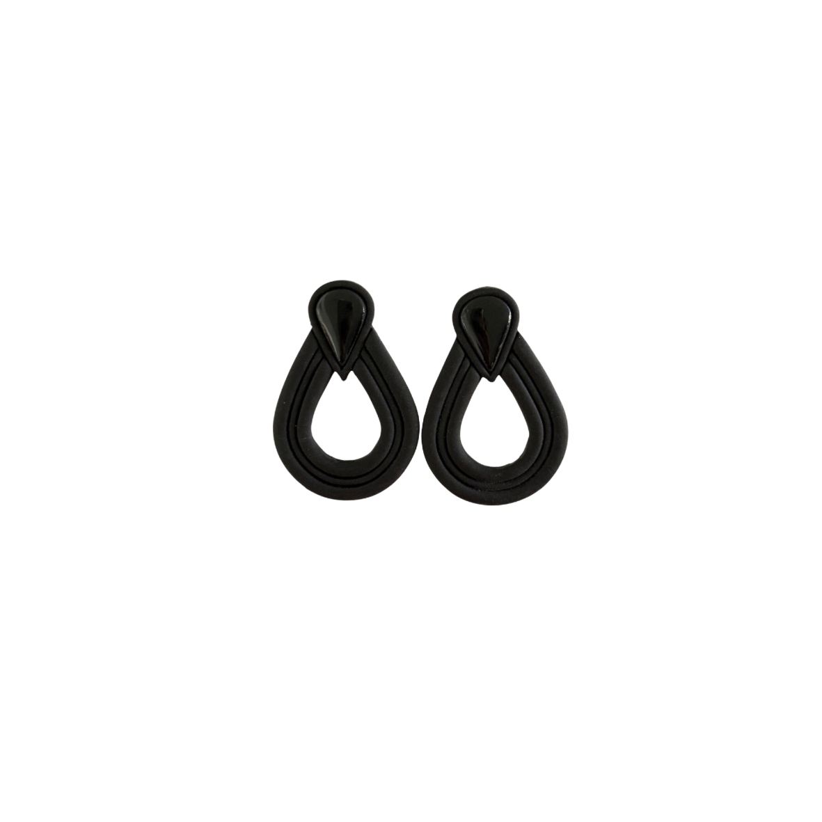 Black Teardrop Studs