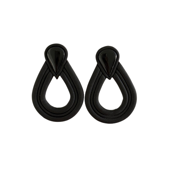Black Teardrop Studs