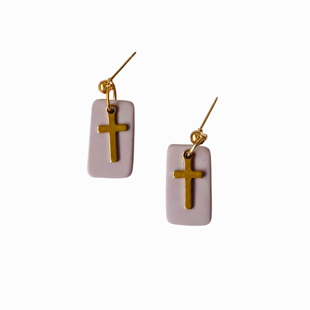 Lavender Cross Earrings | Easter, Spiritual, Gifts, Jewelry