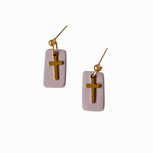 Lavender Cross Earrings | Easter, Spiritual, Gifts, Jewelry