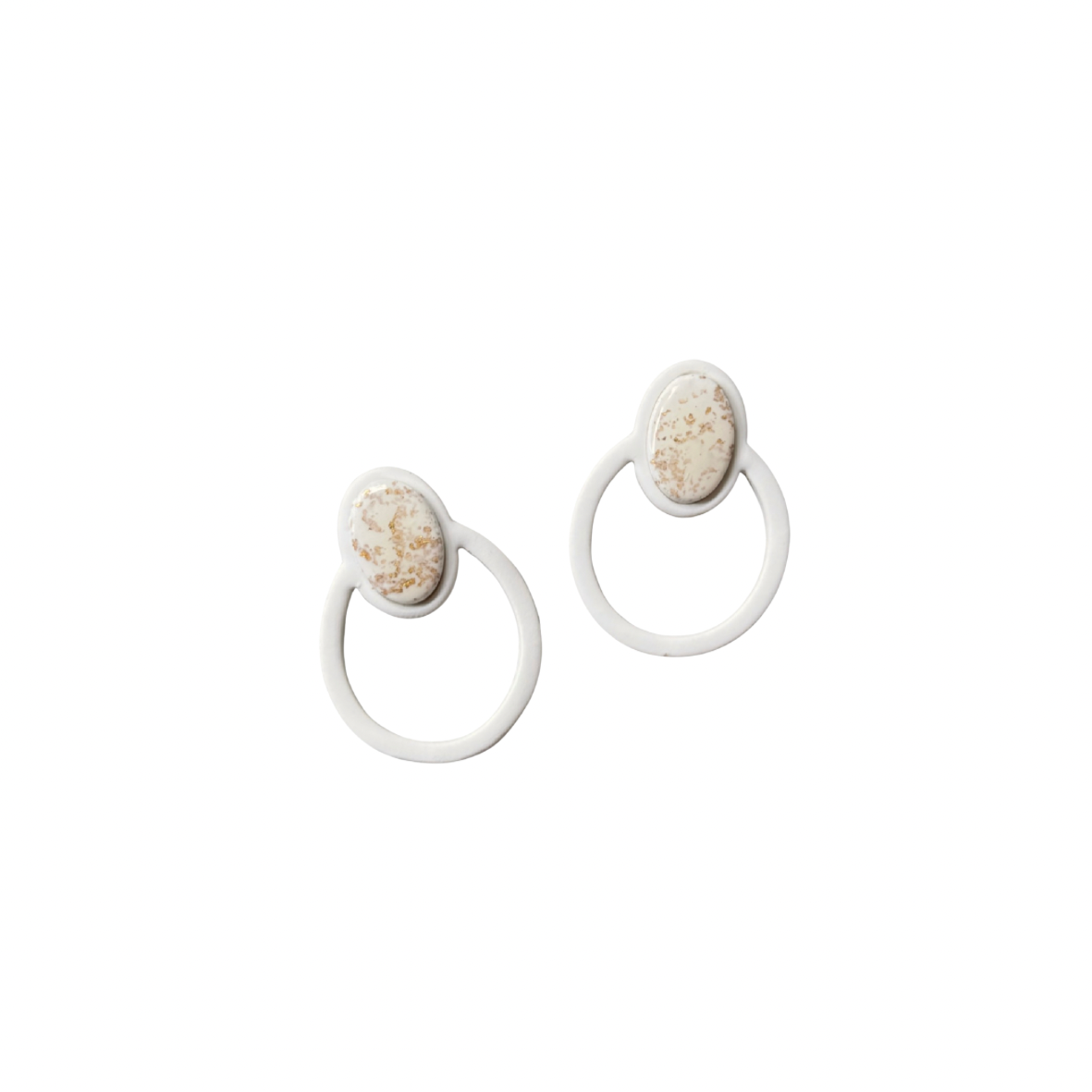 White Marbled Gold Dangles