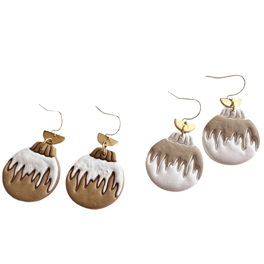 Ornament Christmas Earrings | Neutral Christmas Earrings