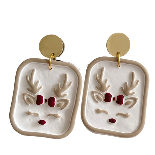 Reindeer Christmas Earrings | Neutral Reindeer Christmas