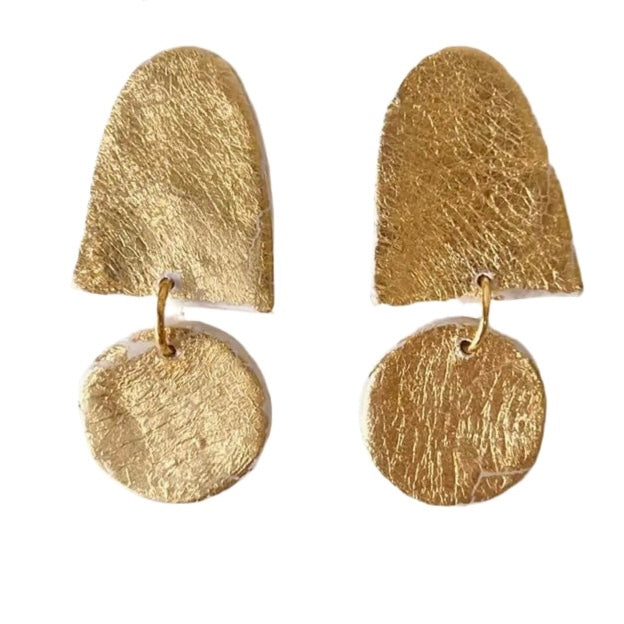 Gold Clay Earrings | Gold Neutral Clay Earrings