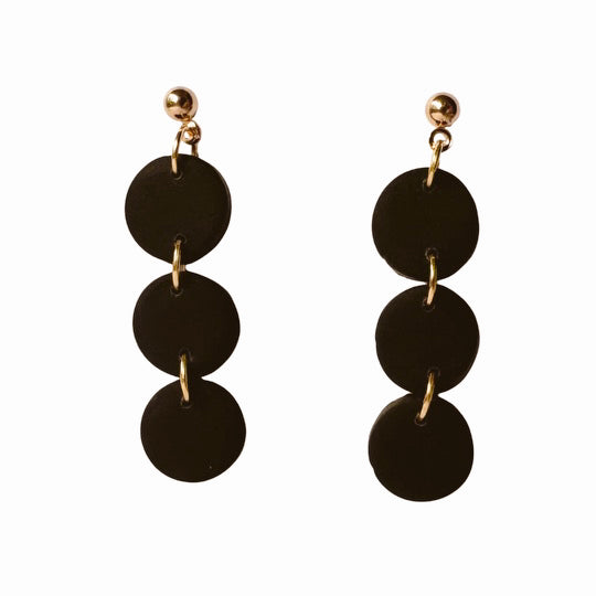 Black Dainty Circles | Black Clay Circles | Neutral Earrings