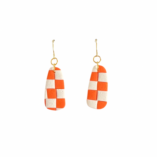 Orange and White Checkered Dangle