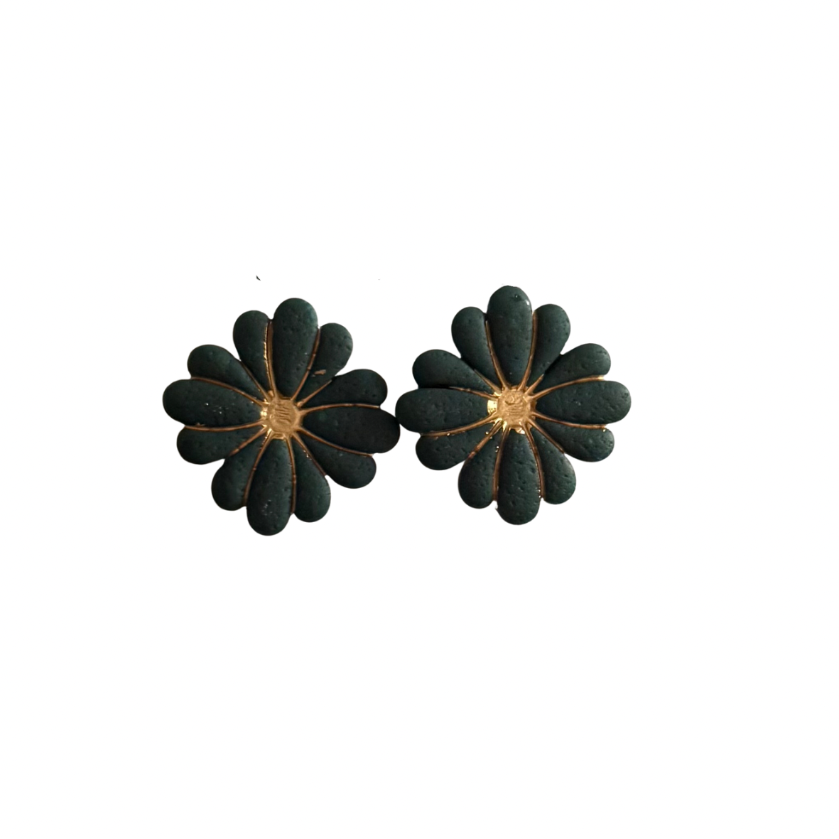 Forest Green Floral Studs