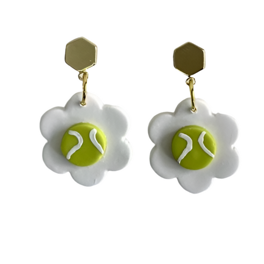 Tennis Clay Earrings | Flower, Spring, Summer, Handmade