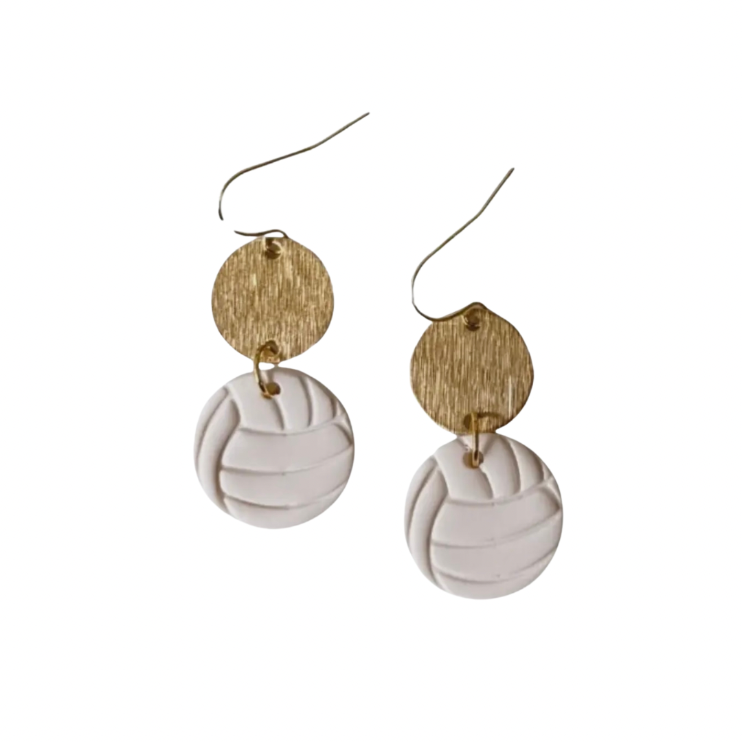 White Volleyball Earrings
