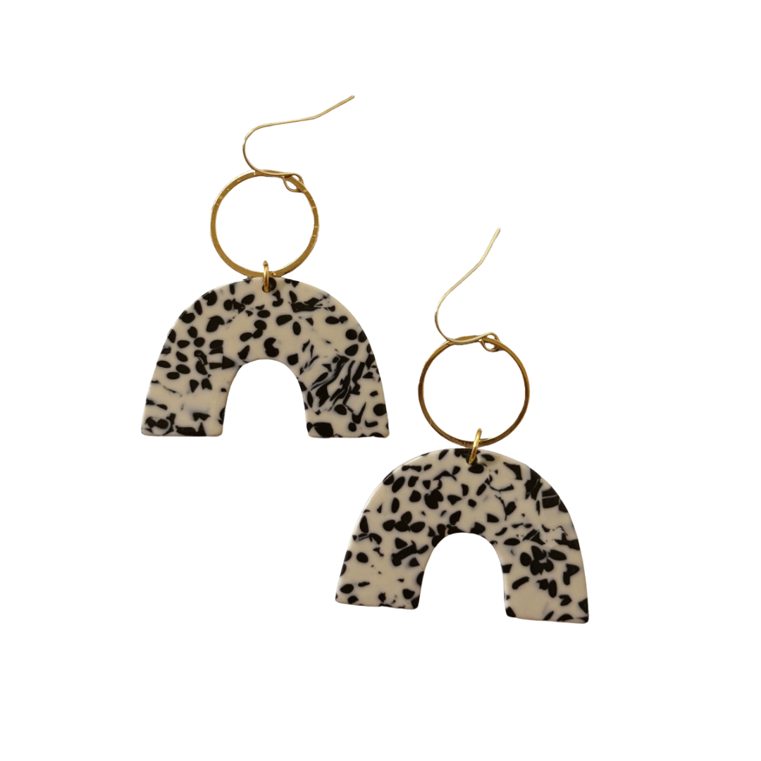 Spotted Arch Earrings – Black & Brown Acrylic Fall