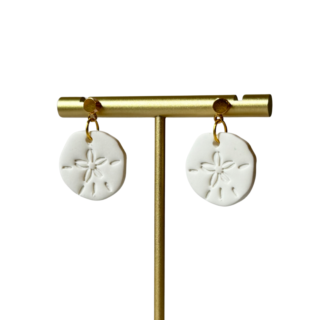 White Sand Dollar Earrings