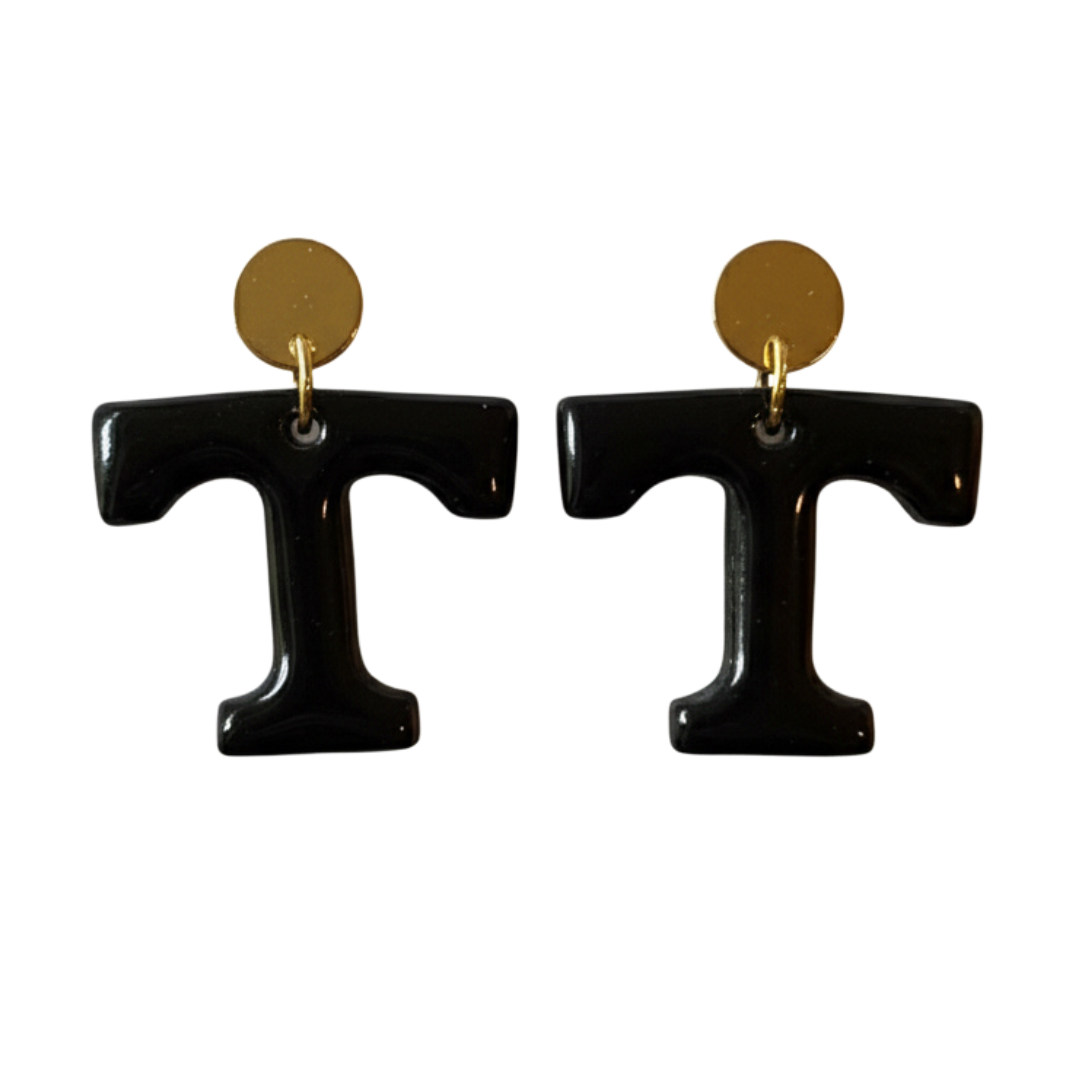 Tennessee Power T Stud Earrings – Black, Orange, Grey, Blue & White