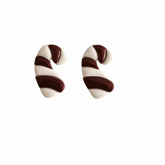 Maroon Candy Cane Studs
