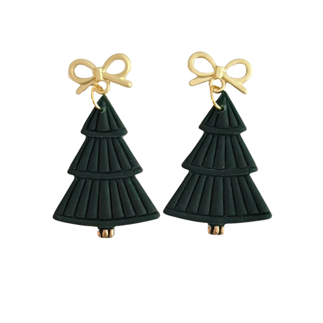 Christmas Tree & Bow Earrings