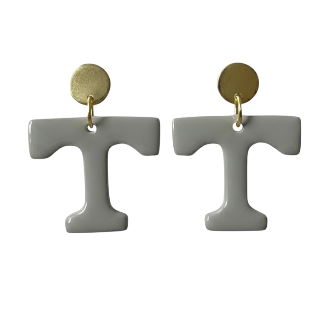 Tennessee Power T Stud Earrings – Black, Orange, Grey, Blue & White