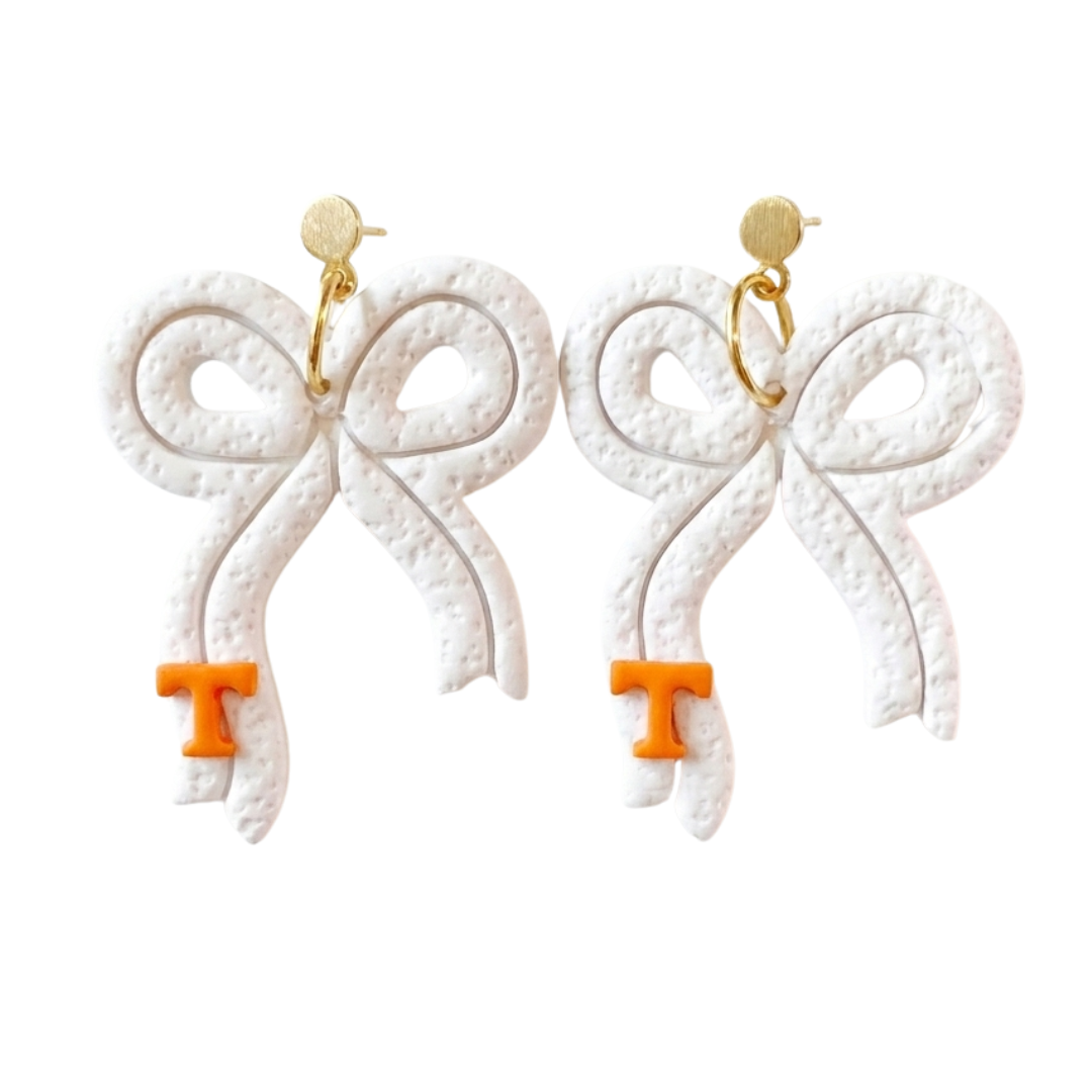 Tennessee Power T Bow Earrings - Gameday Jewelry