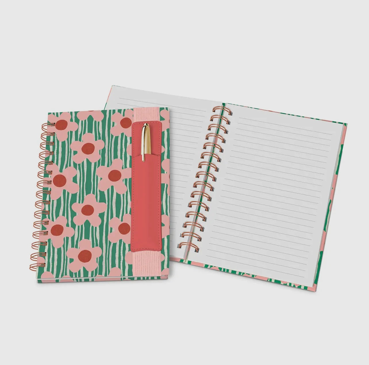 Flowers Notebook with Pen Pocket