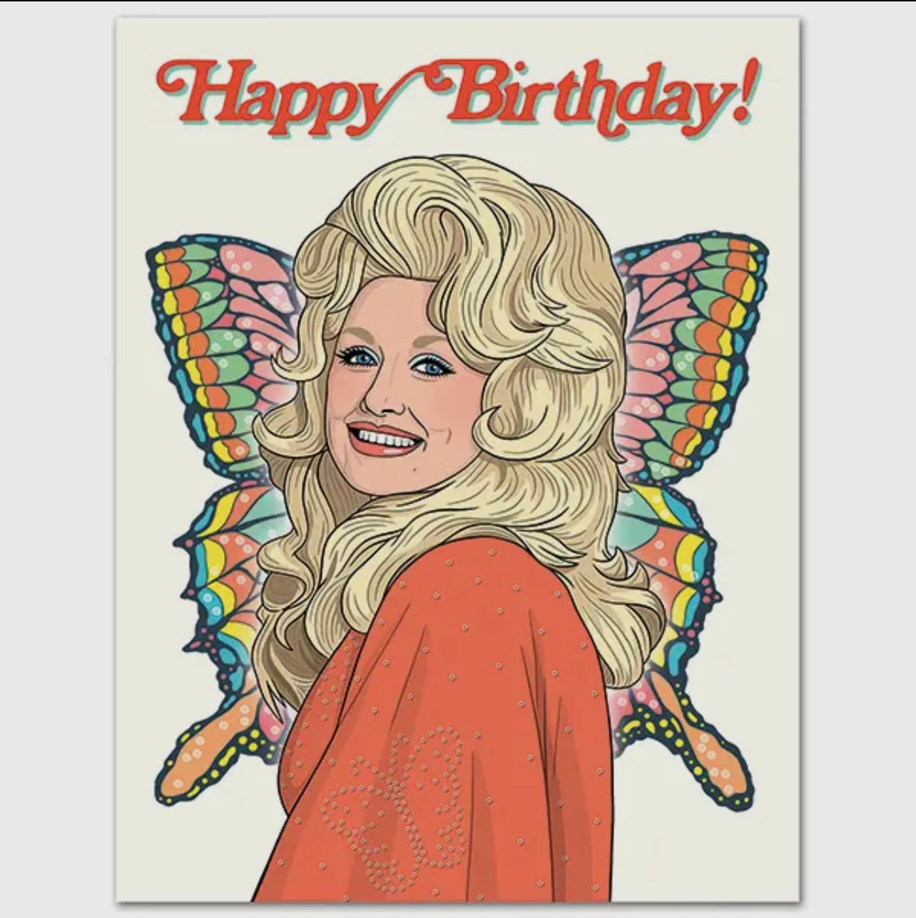 Dolly 70s Butterfly Birthday Card
