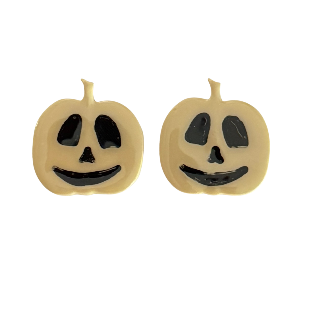 Jack-o'-Lantern Stud Earrings – Brown Halloween