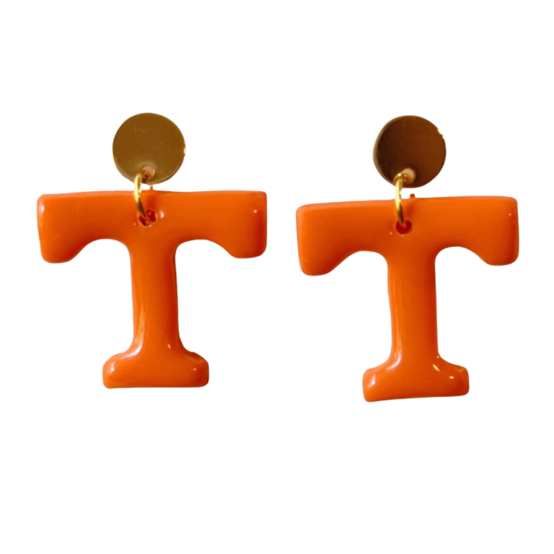 Tennessee Power T Stud Earrings – Black, Orange, Grey, Blue & White