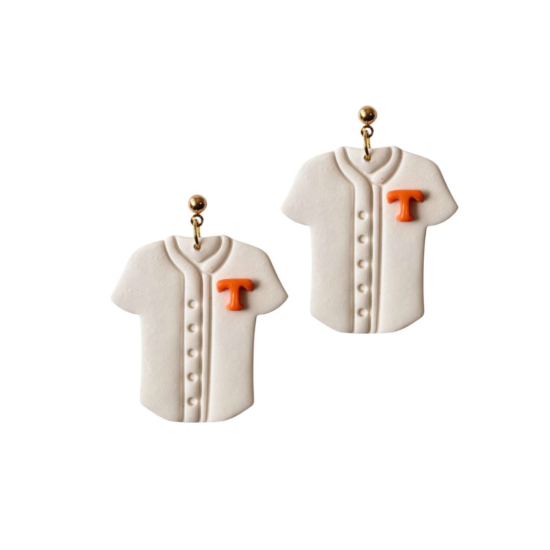 Tennessee Power T Jersey Earrings – Baseball Game Day Jewelry
