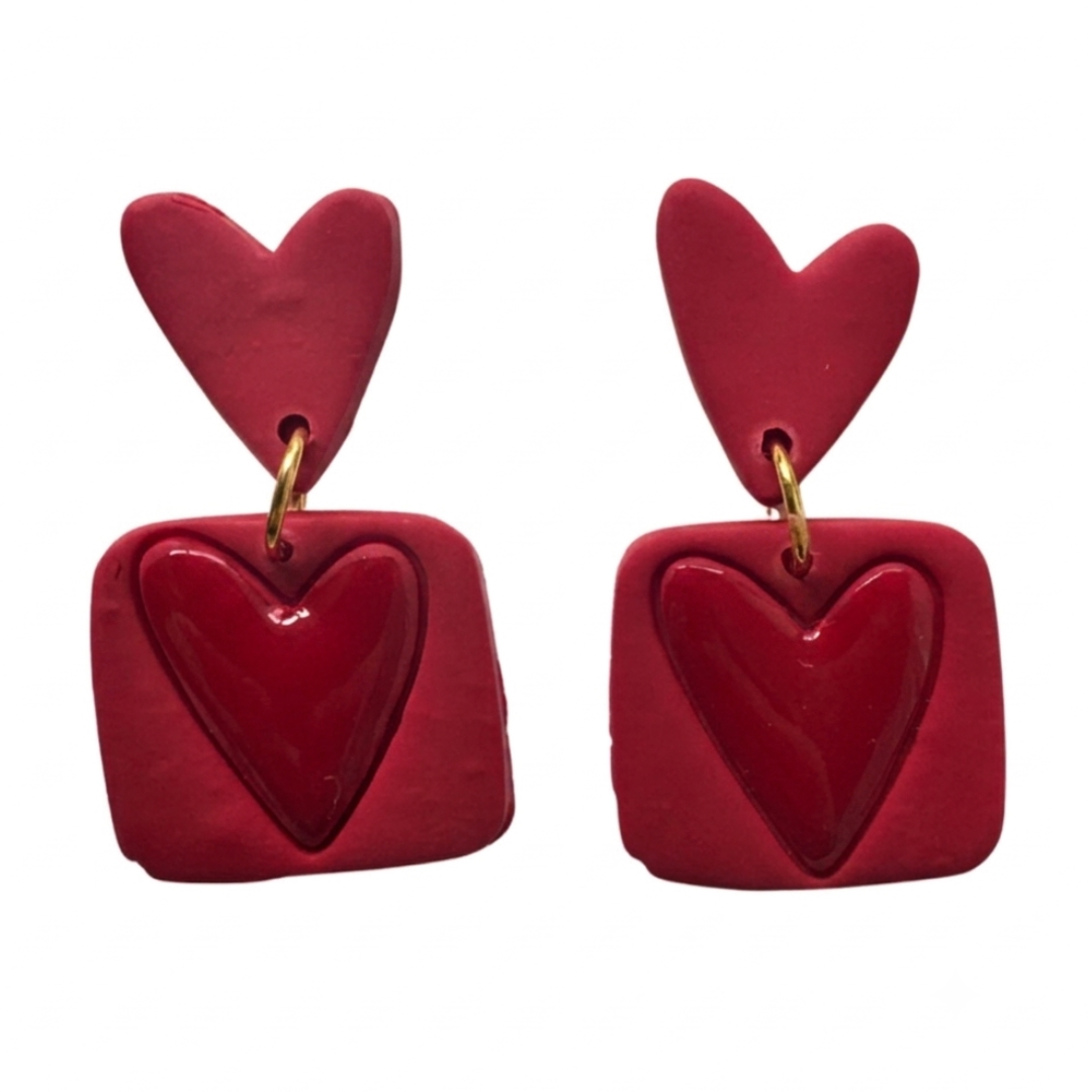 Scarlett | Clay Heart Earrings