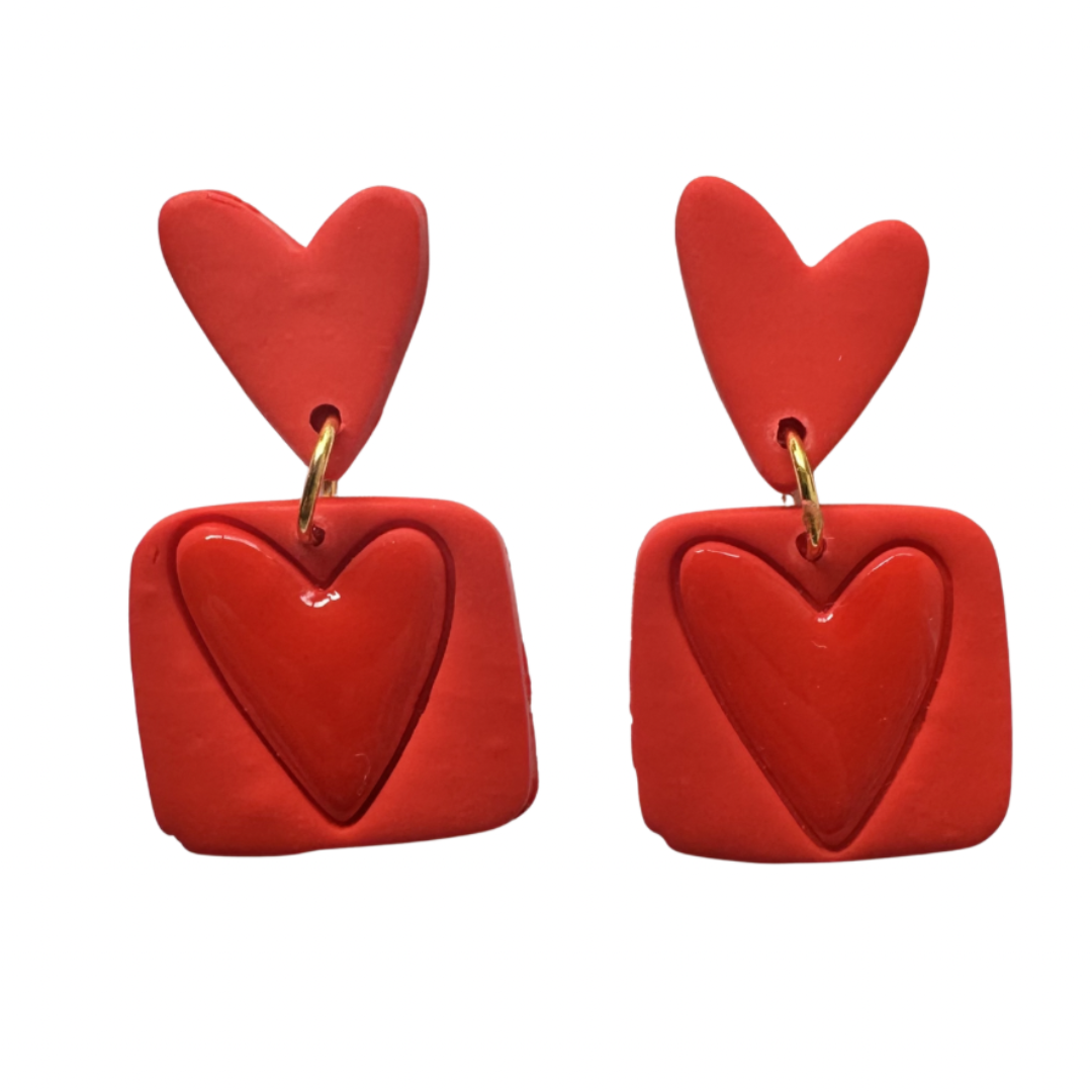 Scarlett | Clay Heart Earrings