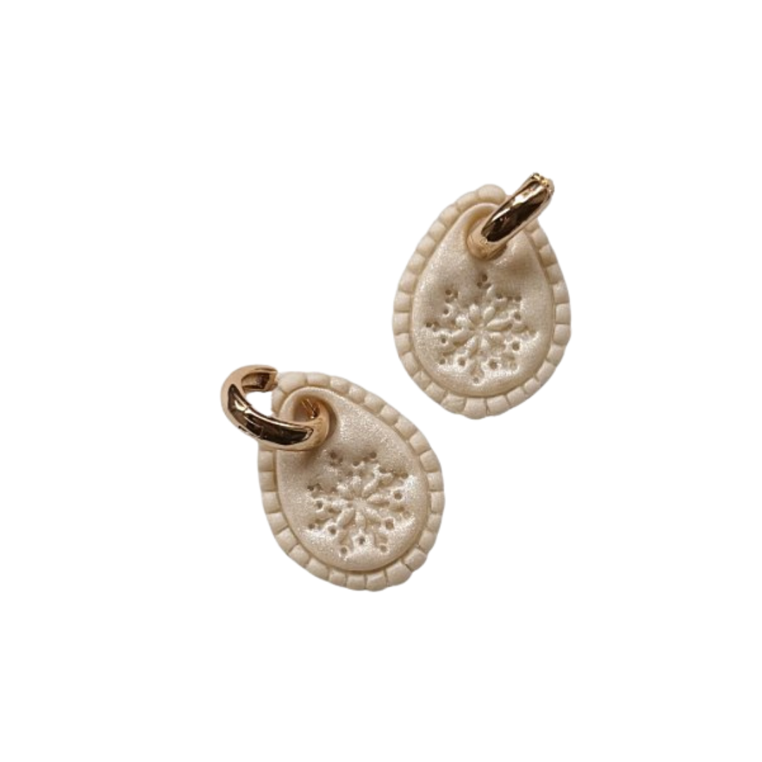 Snowflake Shimmer Gold Huggie Earrings