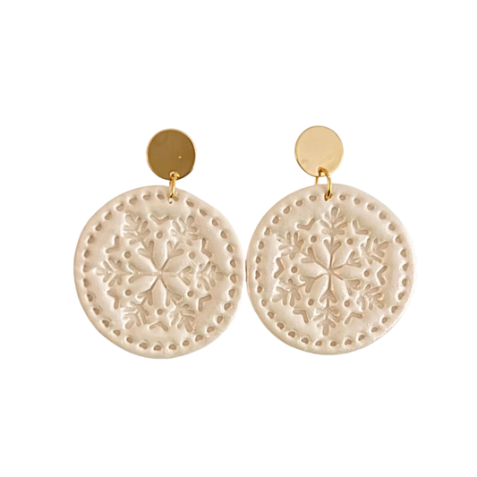 Snowflake Dangle Earrings – Gold Statement Christmas