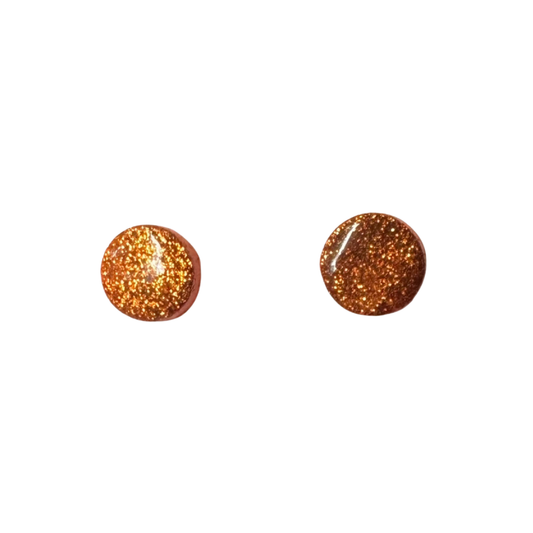 Dainty Orange Glitter Studs