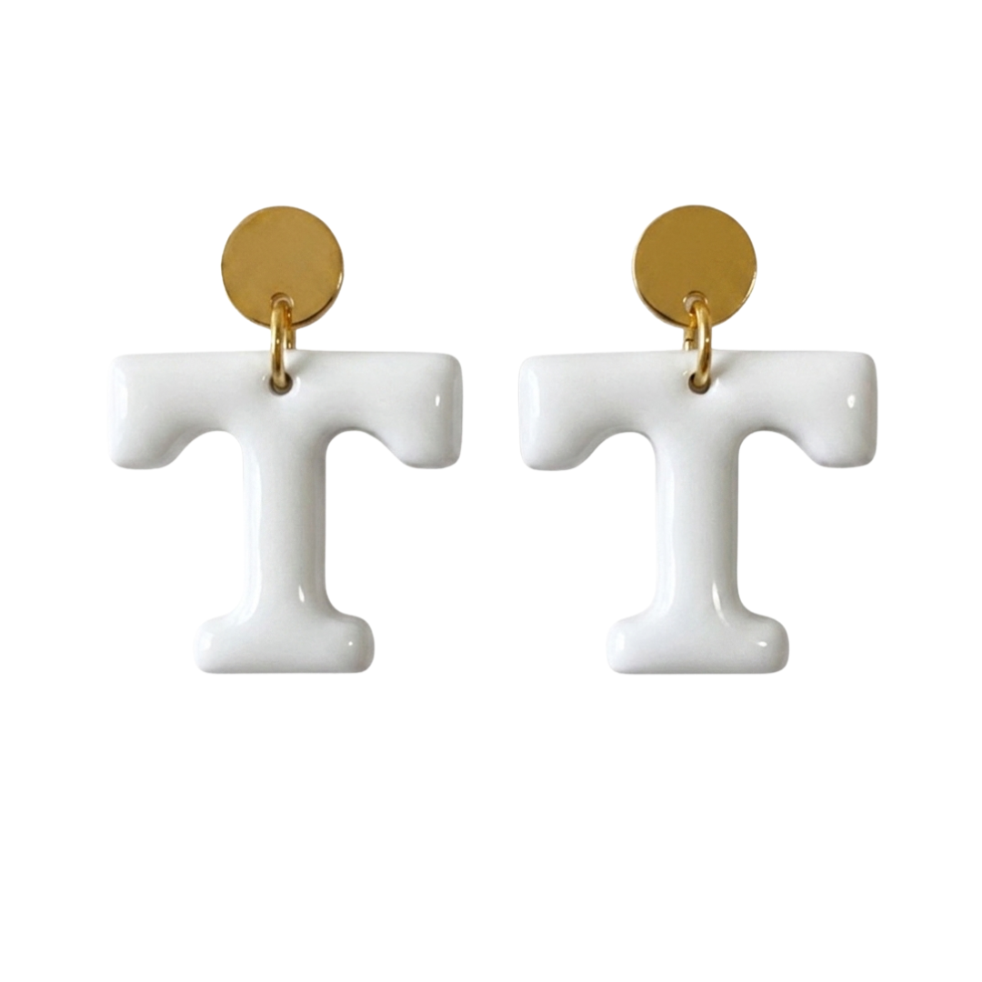 Tennessee Power T Stud Earrings – Black, Orange, Grey, Blue & White