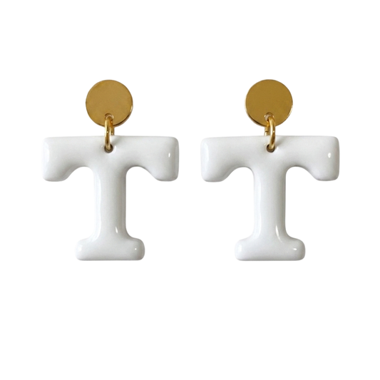 Tennessee Power T Stud Earrings – Black, Orange, Grey, Blue & White