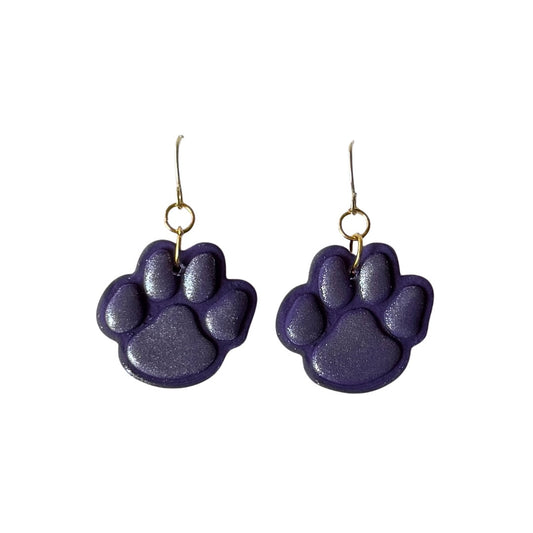 Purple Shimmer Paw Print Earrings
