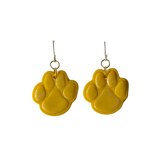Yellow Shimmer Paw Print Earrings
