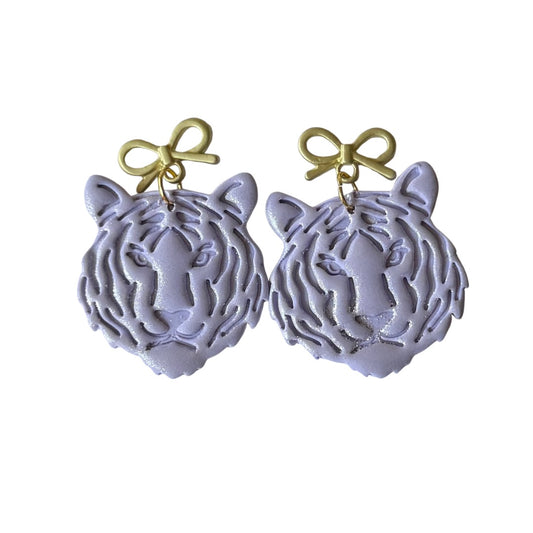 Lavender Tiger Bow Earrings