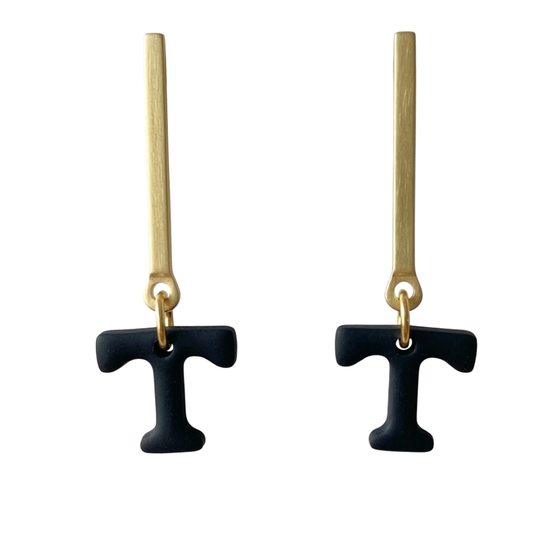 Tennessee Power T Bar Earrings – Black, White, Gold & Blue