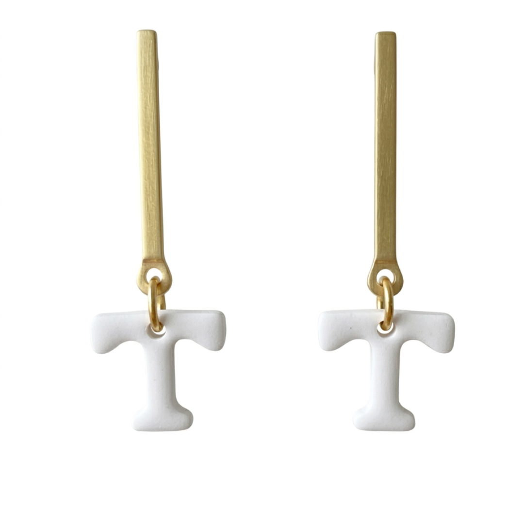 Tennessee Power T Bar Earrings – Black, White, Gold & Blue