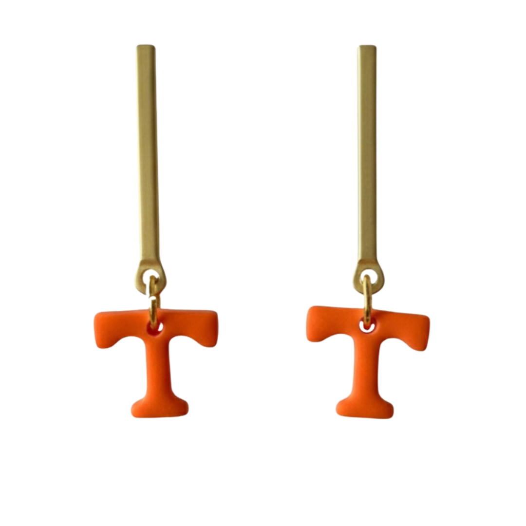 Tennessee Power T Bar Earrings – Black, White, Gold & Blue