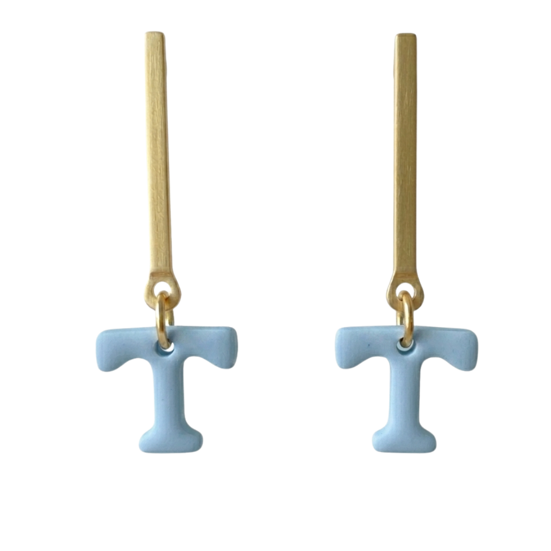 Tennessee Power T Bar Earrings – Black, White, Gold & Blue