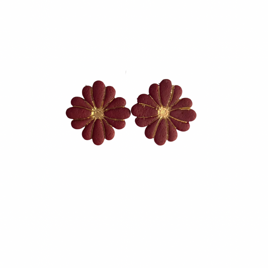 Burgundy - Floral Stud