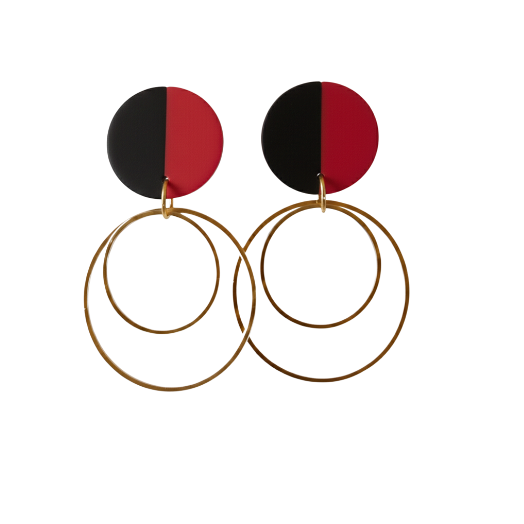 Willa | Gold Circle Color Block Stud Earrings
